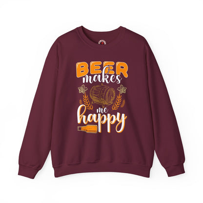Beer Makes Me Happy Crewneck Sweatshirt. The Devil's Pickle