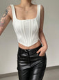 Sizzling Square Collar Low-Cut Vest Top – Sexy Cowgirl Style for the Nightlife Country in My Heart