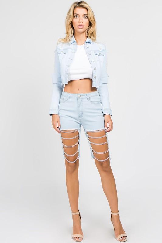 Cutoff Bermuda Shorts with Chains | Country Girl Denim Shorts for Summer & Spring Country in My Heart