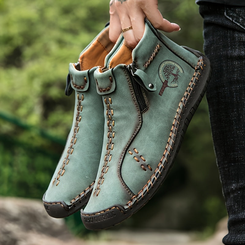Men's Handmade PU Boots with Zipper, Casual NovaCart