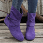 Ankle Boots  Round Toe Buckle Belt Side Zipper Boots