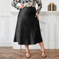 High Waist Zipper Large Hem Satin Temperament Skirt Grayceful LLC
