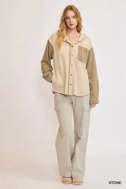 Umgee Washed French Terry Shacket FitiqueFit