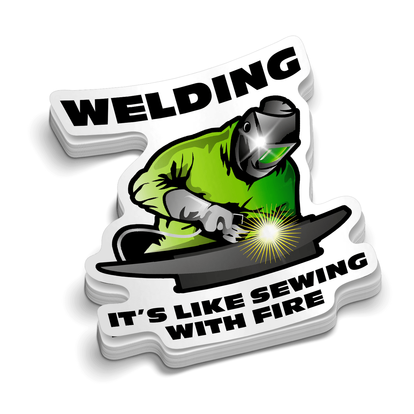Sewing With Fire  -  Hard Hat Decal Armed American Supply