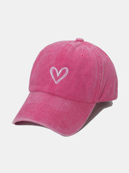Embroidered Heart Washed Cotton Baseball Cap New Era Fashion LLc