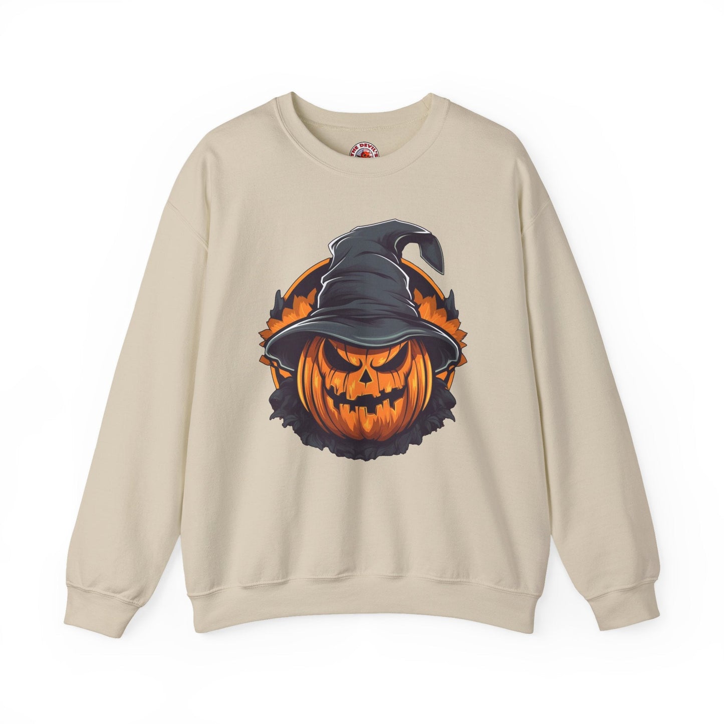 Scary Witch Pumpkin Halloween Crewneck Sweatshirt The Devil's Pickle