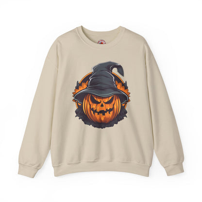 Scary Witch Pumpkin Halloween Crewneck Sweatshirt The Devil's Pickle