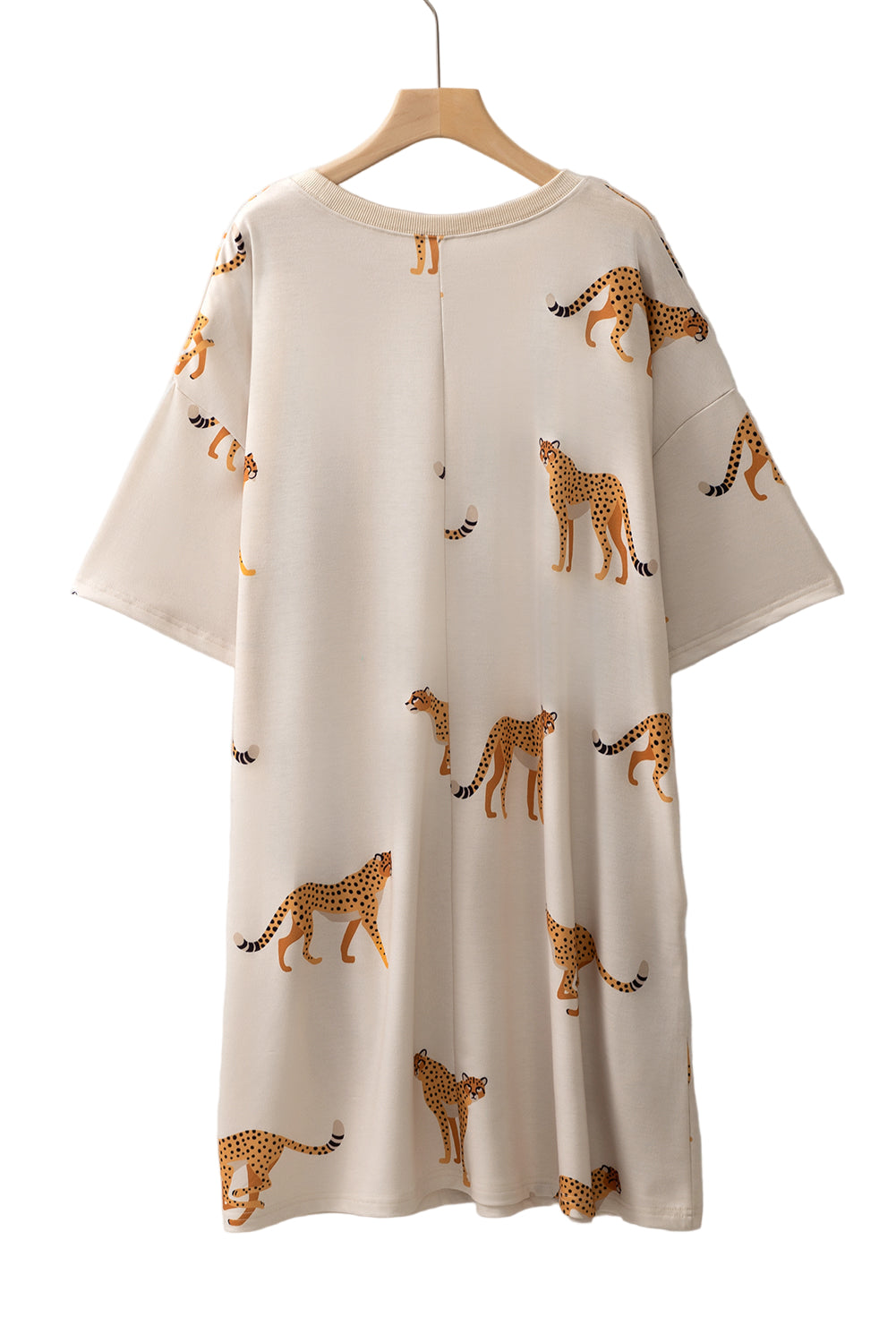 Apricot Plus Size Cheetah Print Side Pockets T Shirt Mini Dress Garden Naked Curves