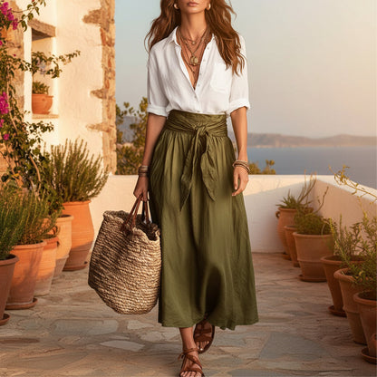 Button-Down Shirt & Straight Skirt Two-Piece Set FitiqueFit
