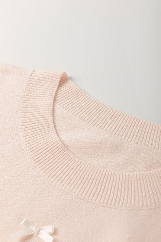 Bow Pearl Embellished Dolman Short Sleeve Sweater Shop Style & More | Fresh Looks, Everyday Deals & Free Shipping