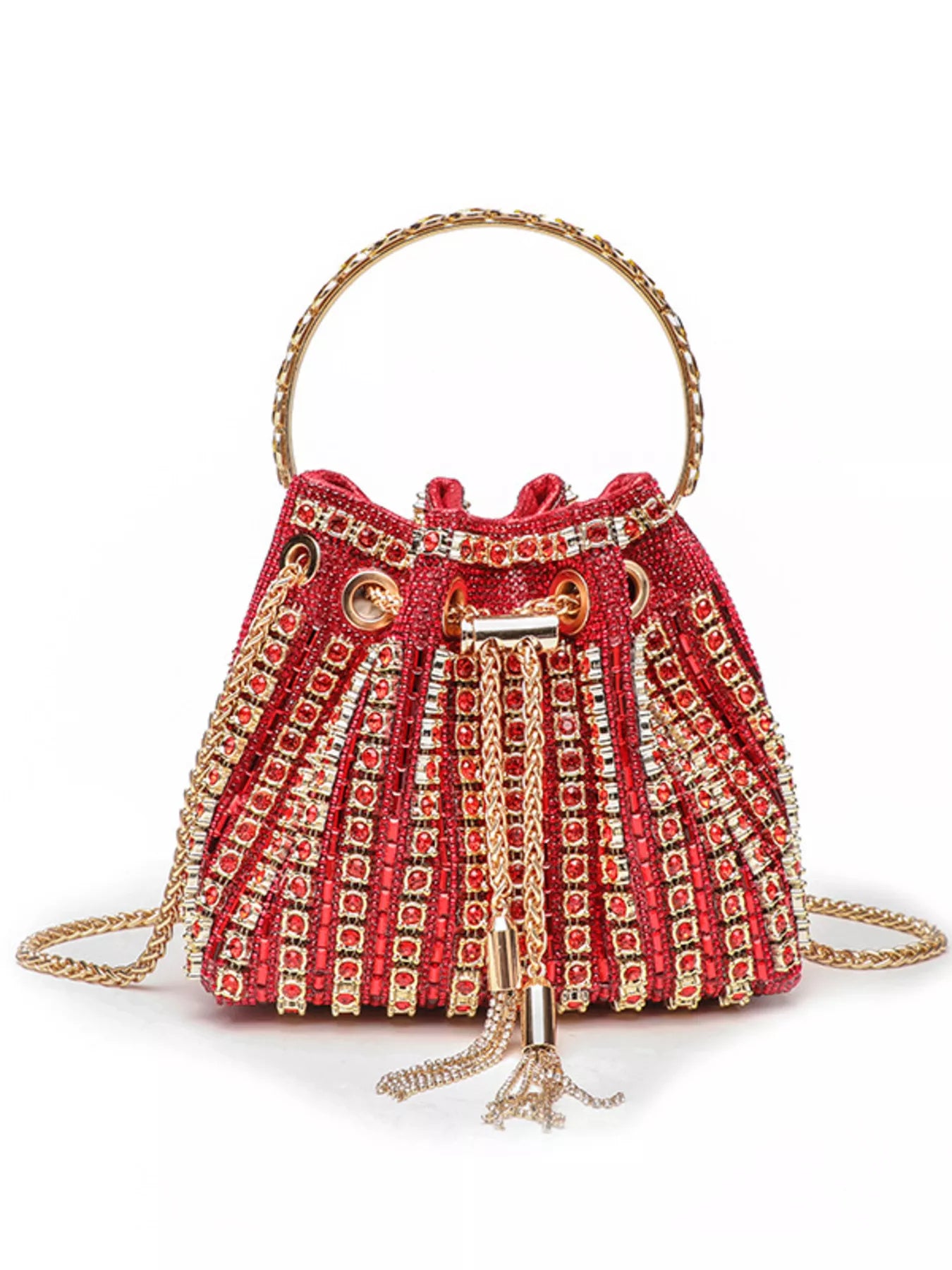 Rhinestone Embellished Bucket Crossbody Bag New Era Fashion LLc