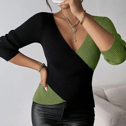 Women's Elegant V-Neck Cross Front Sweater FitiqueFit