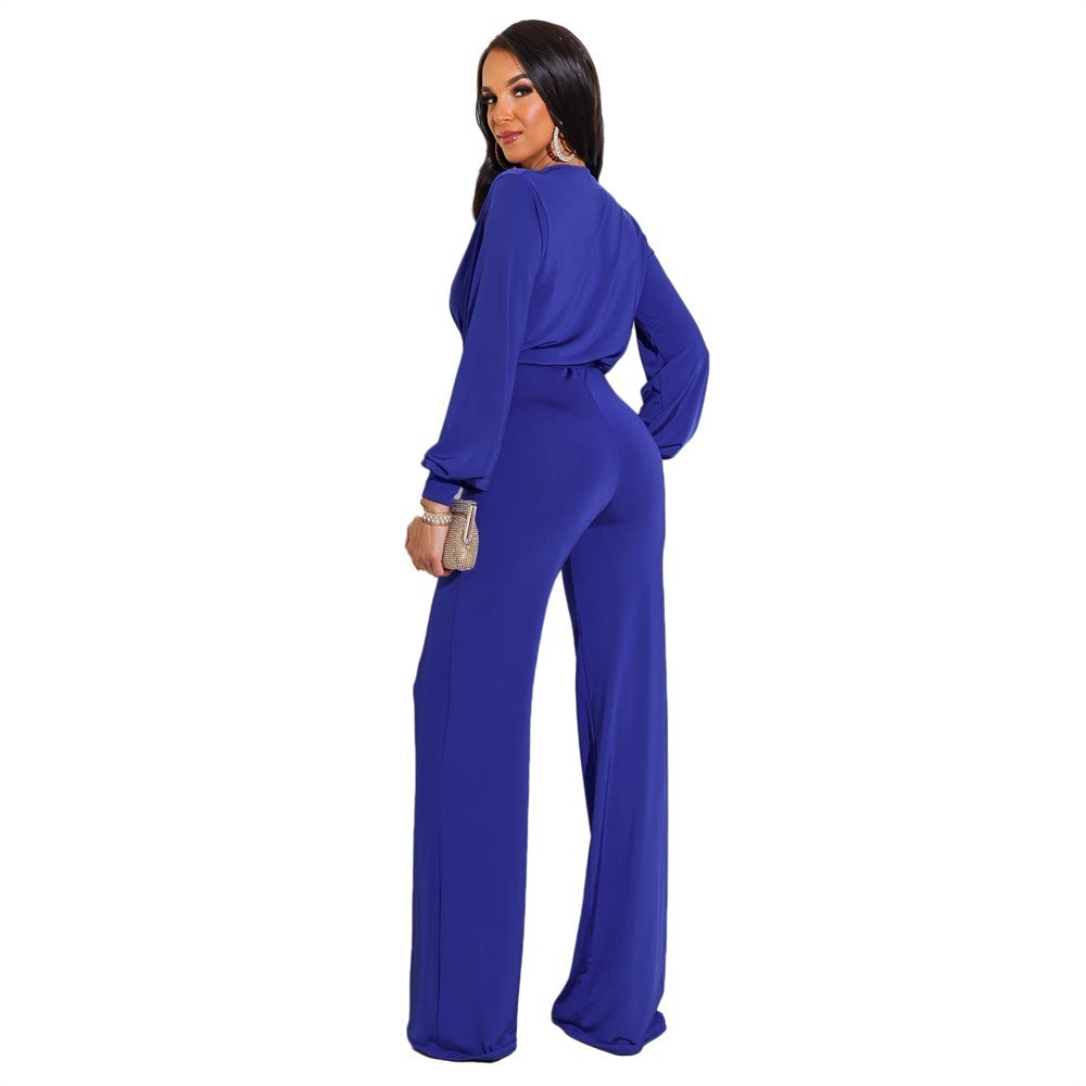 Solid Color Casual Long Sleeves Women's Jumpsuit Grayceful LLC