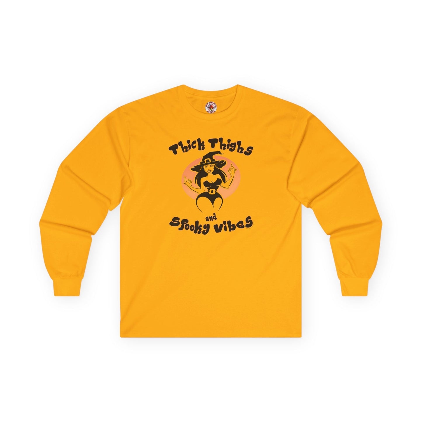 Thick Thighs and Spooky Vibes Long Sleeve Tee The Devil's Pickle