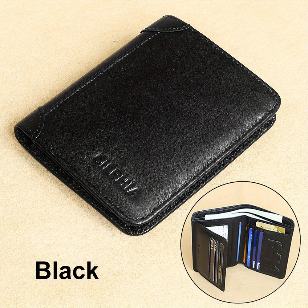 Genuine Leather Men's Wallet/Ultra-Thin Top-Grain Cowhide/Compact Multi-Function ID Credit Card Holder/RFID Blocking/Blessing Card Set/Christmas Valentine's Day Father's Day Gift NovaCart