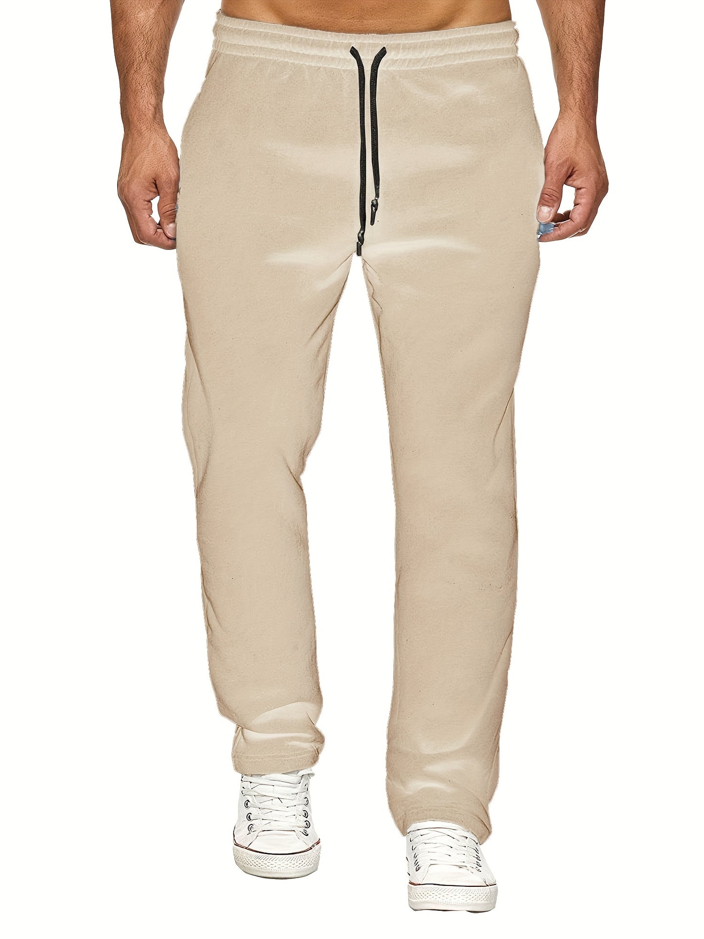 Men'S Fashion Casual Solid Color Fleece-Lined Joggers NovaCart