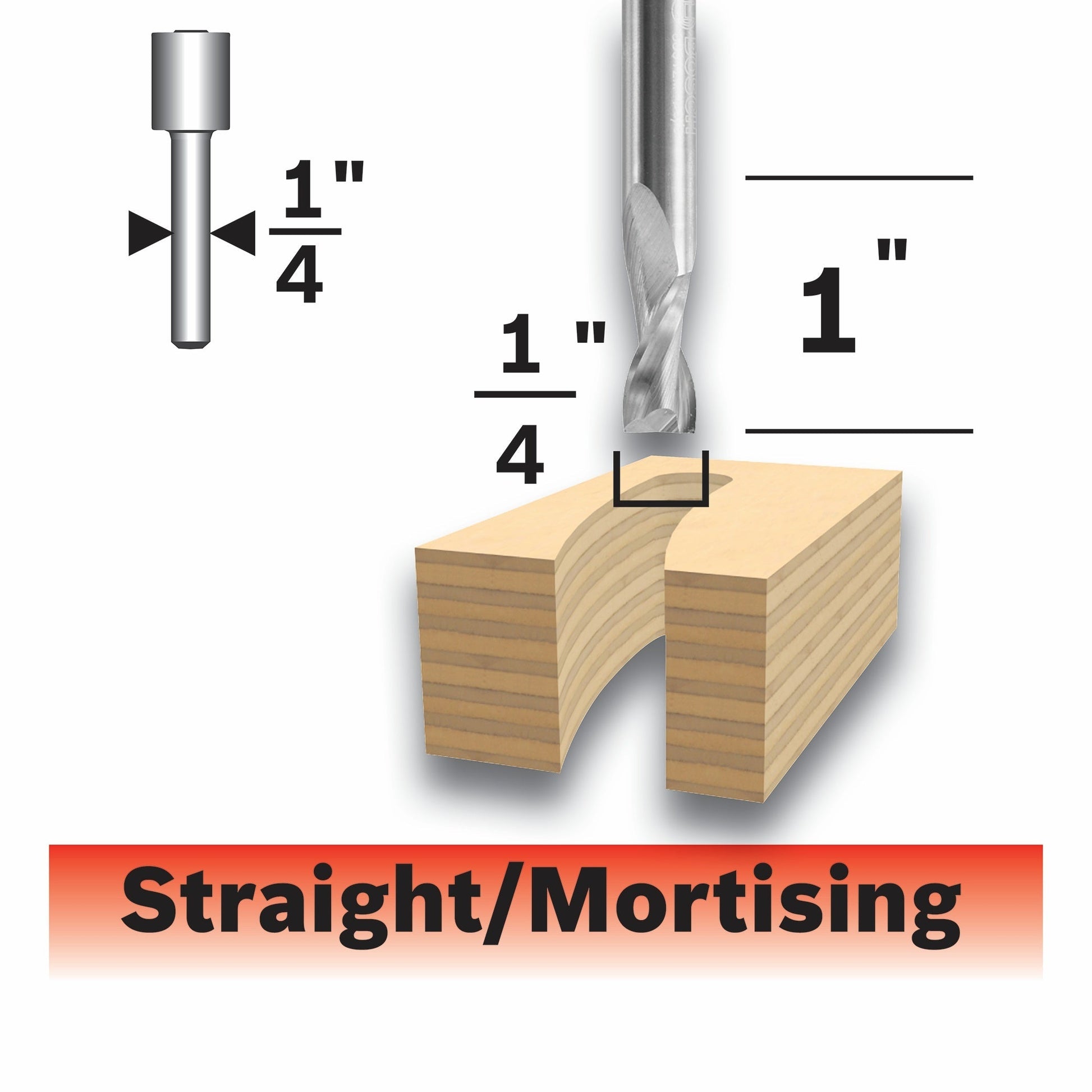 BOSCH 85911MC 1/4 In. x 1 In. Solid Carbide Double-Flute Upcut Spiral Router Bit VM Hardware
