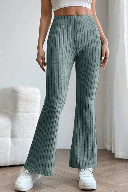 Basic Bae Full Size Ribbed High Waist Flare Pants New Era Fashion LLc