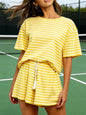 Striped Short Sleeve Tee and Drawstring Shorts Set New Era Fashion LLc