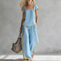 Solid Color Shirt & Wide-Leg Trousers Two-Piece Set FitiqueFit
