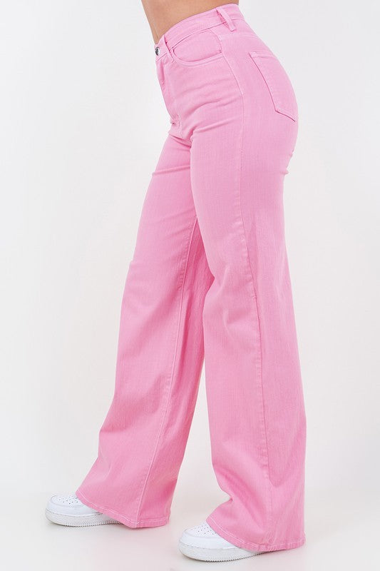 Wide Leg Jean in Bubblegum Pink Kacee Lillie Boutique