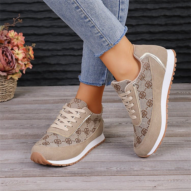 Floral Print Lace-Up Sneakers – Comfortable Canvas Shoes FitiqueFit