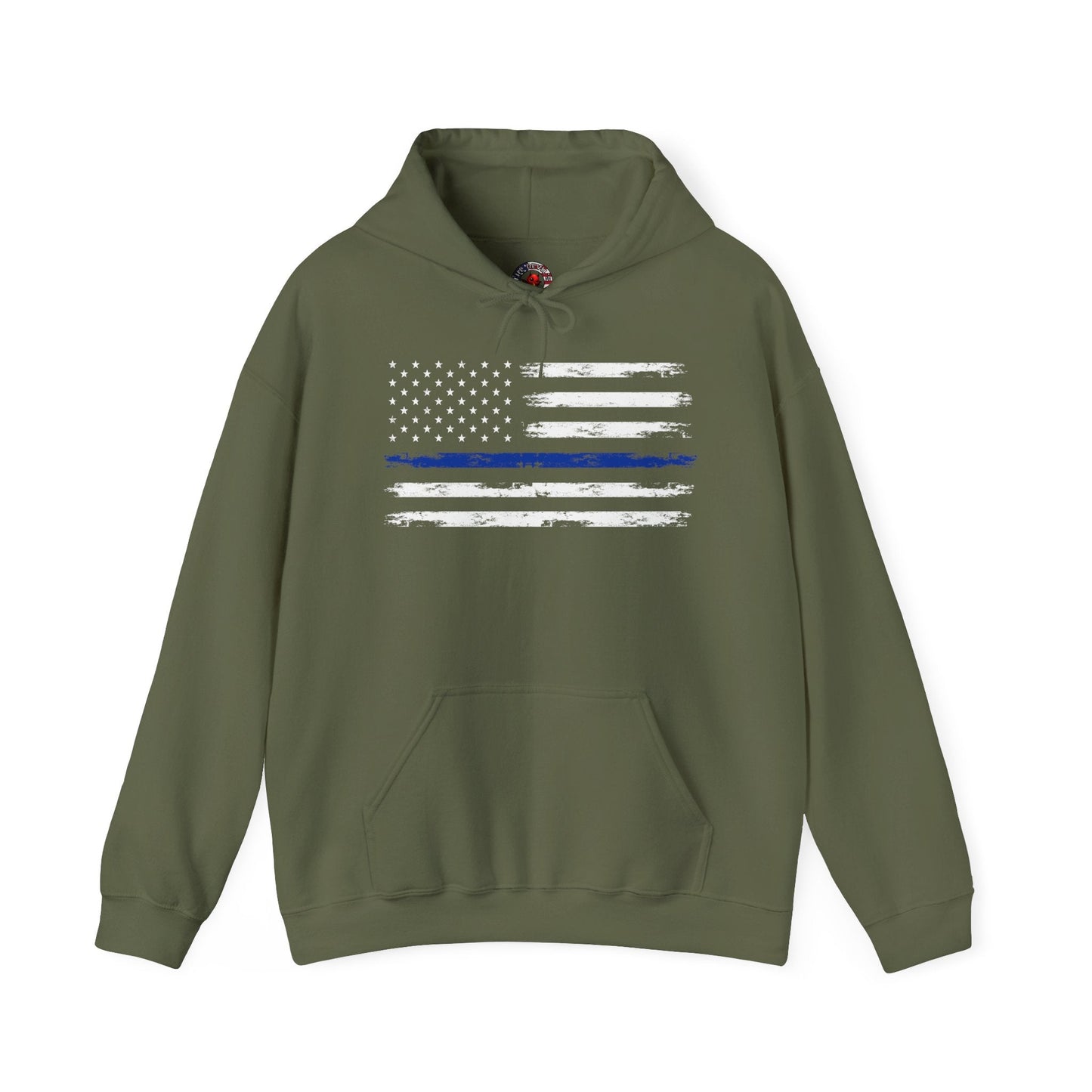 Thin Blue Line American Flag Hooded Sweatshirt The Devil's Pickle