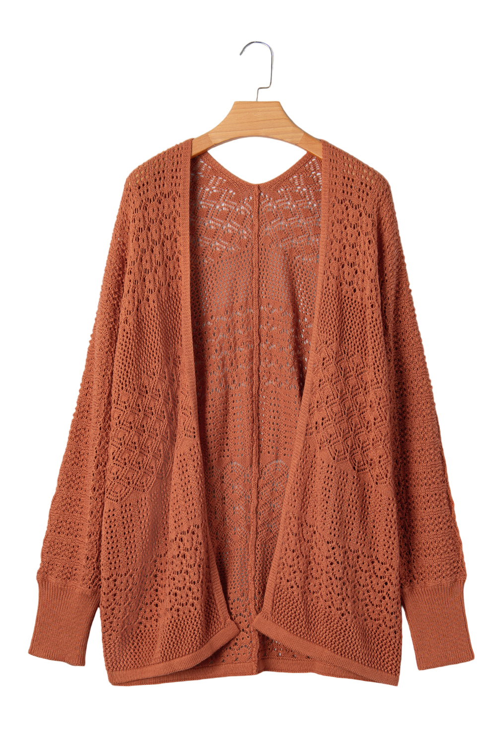 Redwood Burl Mixed Pattern Knitted Open Front Plus Cardigan Garden Naked Curves