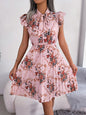 🌸 Dignified Flowers Lace-Up Waist Pleated Maxi Skirt FitiqueFit