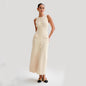 Elegant Knitted Sleeveless Dress With Single Breast Fashion Slim Round Neck Long Dresses Womens Clothing Grayceful LLC