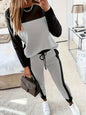Women's Korean-Style Hoodie & Pants Two-Piece Set – Casual Patchwork FitiqueFit
