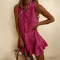 Cotton-Linen Ruffle Hem Sleeveless Mini Dress – 6 Colors, S–2XL FitiqueFit
