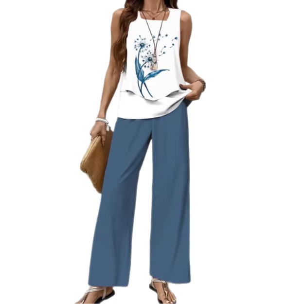 Women's 3D Print Two-Piece Vest & Pants Set – 12 Prints S–5XL FitiqueFit