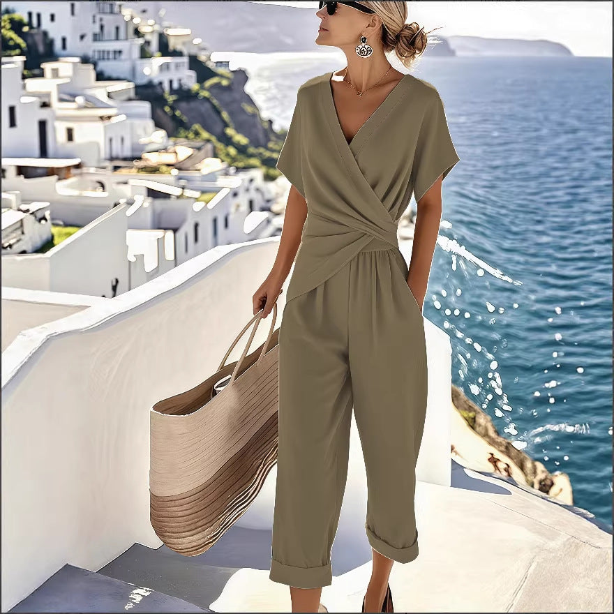 Women's Loose Irregular Short-Sleeve Two-Piece Set FitiqueFit