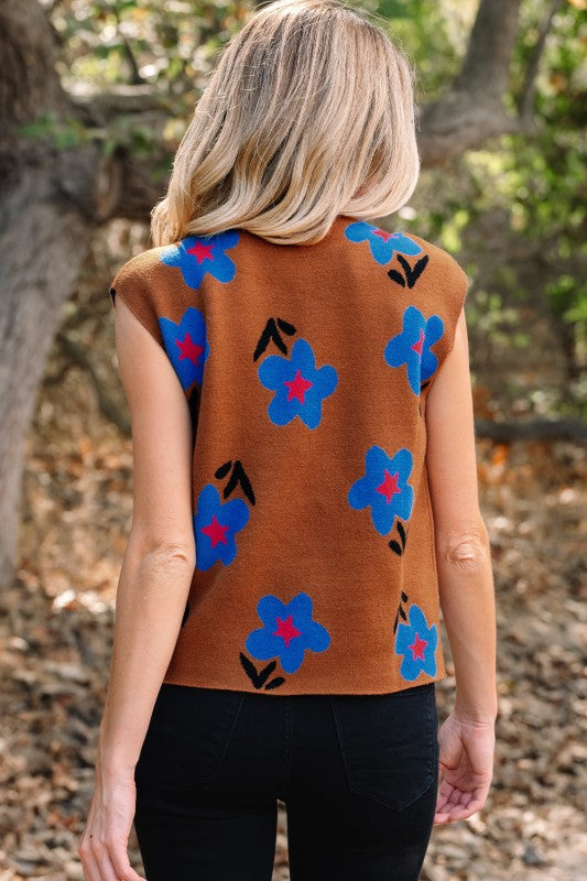Floral High Neck Sweater Vest Shop Style & More | Fresh Looks, Everyday Deals & Free Shipping