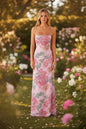 Printed Sleeveless Strap Bodycon Maxi Dress | High Waist FitiqueFit