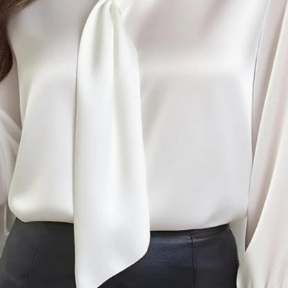 Women's Ribbon Detail Blouse, Lightweight Business Casual Shirt FitiqueFit