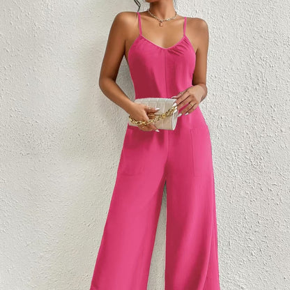 Women's New Cross Backless Wide Leg Camisole Skirt Jumpsuit FitiqueFit