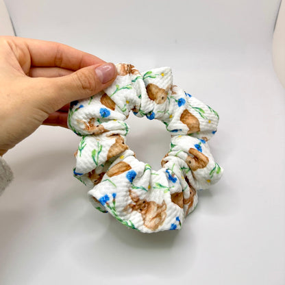 Mini Flowers and Rabbits Spring Bullet Scrunchie Enchanted Scrunch