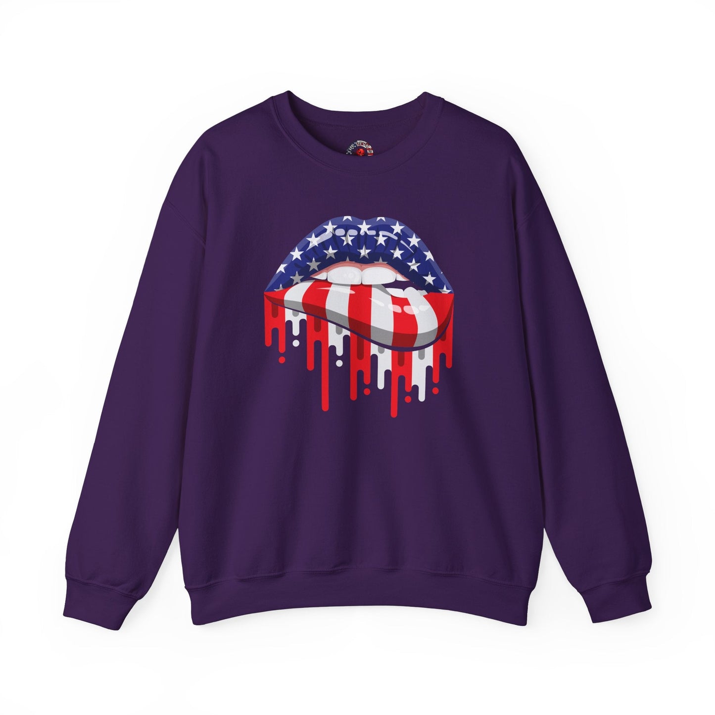 American Flag Lips Crewneck Sweatshirt The Devil's Pickle