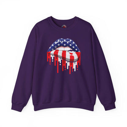 American Flag Lips Crewneck Sweatshirt The Devil's Pickle