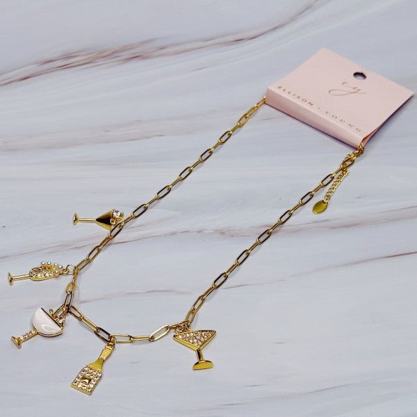 Cheers To Happiness Multi Charm Necklace Shop Style & More | Fresh Looks, Everyday Deals & Free Shipping
