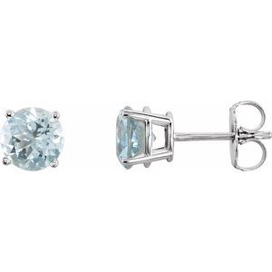 14K White 6 mm Natural Aquamarine Earrings Ethereal Legacy Boutiques