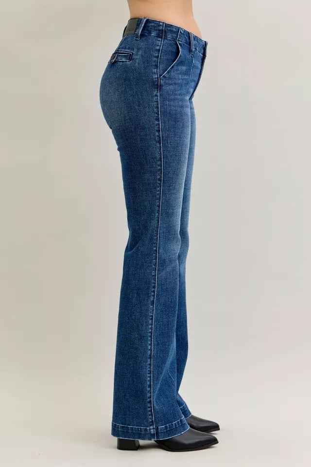 Judy Blue Full Size Mid Rise Bootcut Jeans with Welt Pockets Plus Size Garden Naked Curves