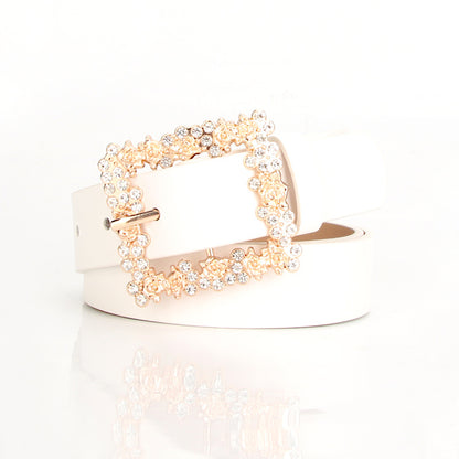 2023 Women'S Fashion Accessory, Elegant Alloy Rhinestone Pin Buckle Belt, Versatile Dress Decorative Accessory, Casual & Sporty Style, Hand Washable - Ideal for Weekend and Festive Occasions, Weekend Casual Wear|Elegant Acces NovaCart