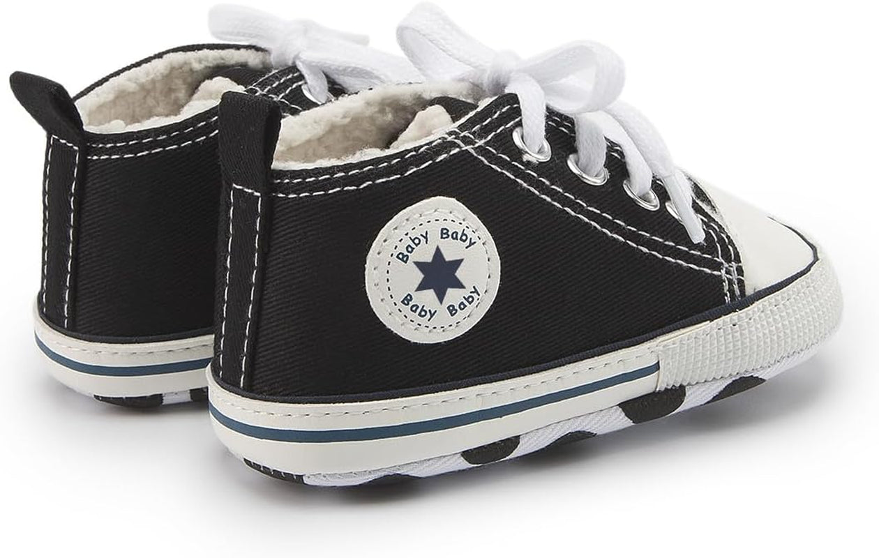 Tutoo Unisex Baby Boys Girls High Top Sneaker Soft Anti-Slip Sole Newborn Infant First Walkers Canvas Denim Shoes