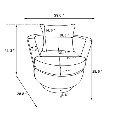 Teddy Rotating Bucket Chair Rotating Emphasis Chair Living Room Armchair Gold Stainless Steel Base Round Bucket Chair (Gray) V.I.P Digital Presence