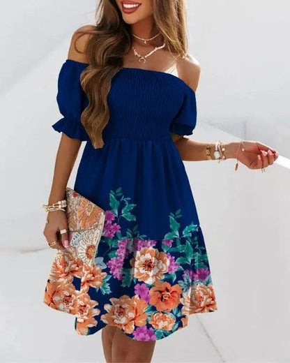 Boho Breeze Off-Shoulder Pleated Dress – Stylish Cowgirl Casual Wear Country in My Heart