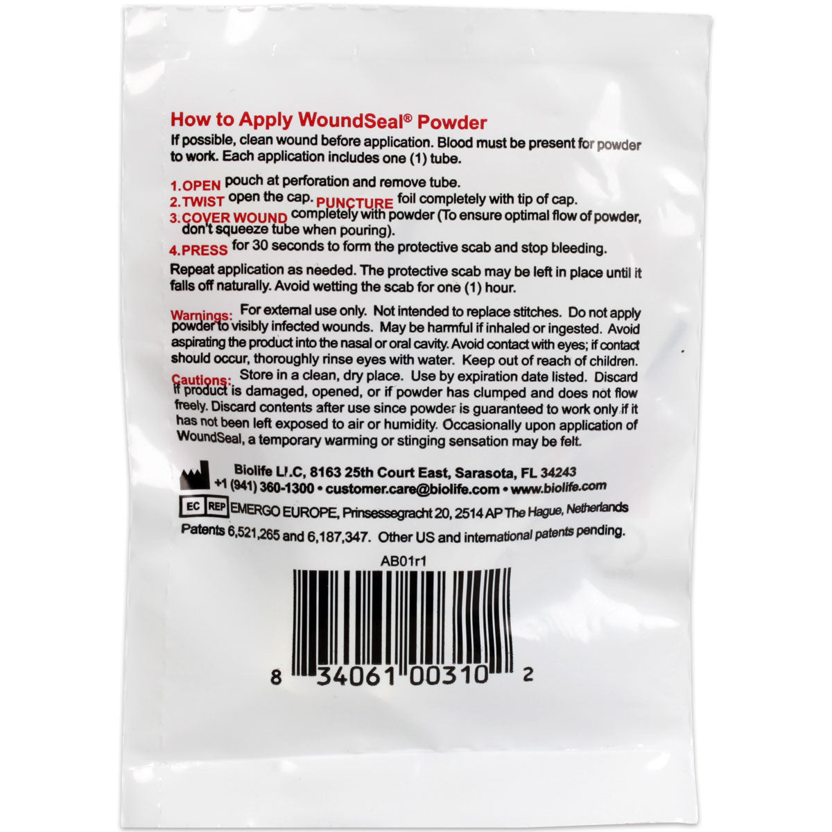 QR for Cuts & Lacerations - 2 Application / Pack quakekits.com