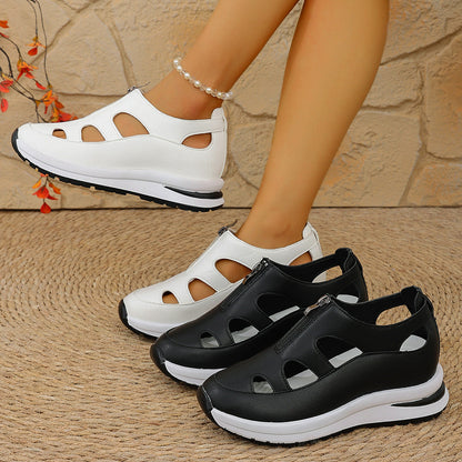 Women's Chunky Sole Closed-Toe Sandals – Soft Sole Velcro Strap FitiqueFit